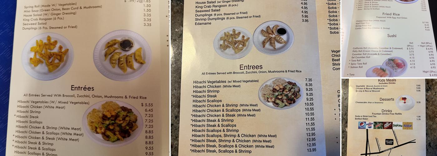 Kiko Japan Express Menu