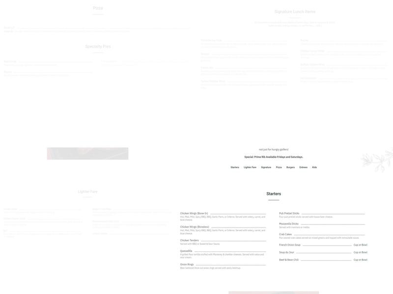 Bogey's Pub & Grill Menu