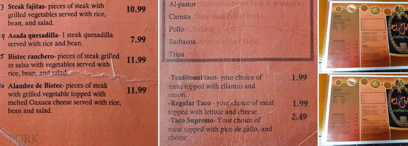 La Taqueria Menu
