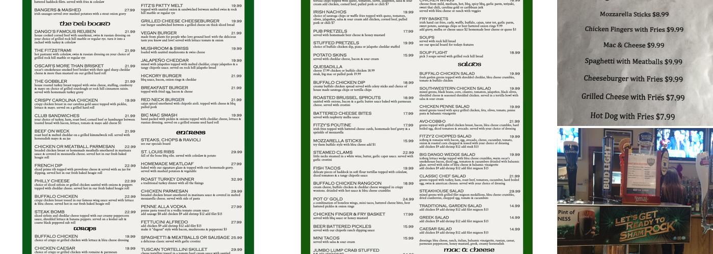 Fitzgerald's Irish Sports Bar & Restaurant Menu