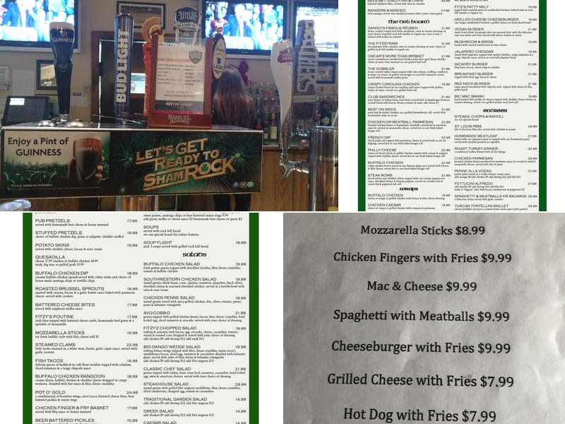 Fitzgerald's Irish Sports Bar & Restaurant Menu