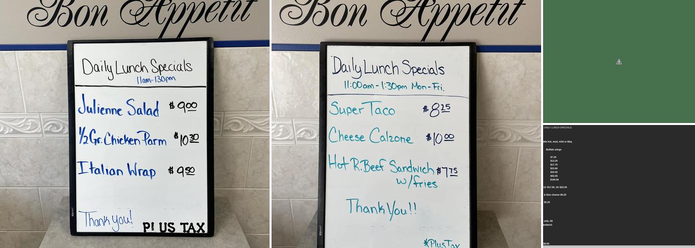 On the Side Sub Shop Menu