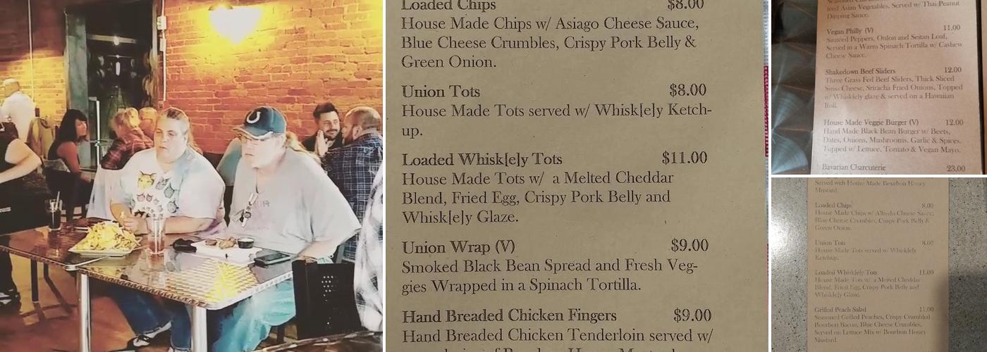 Union Whiskey Menu