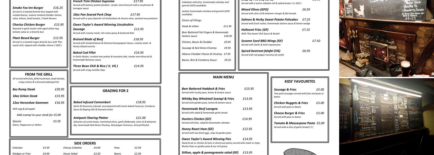The Fox Inn Menu