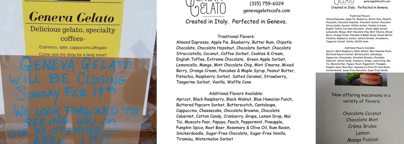 Geneva Gelato Menu