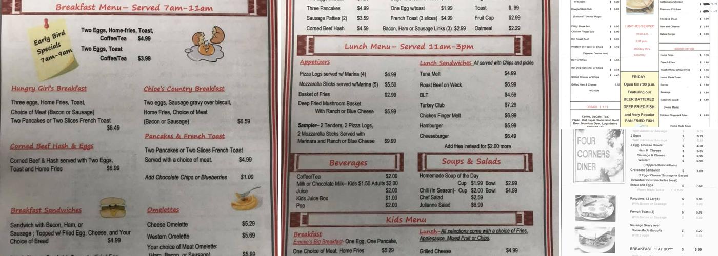 Four Corners Diner Menu