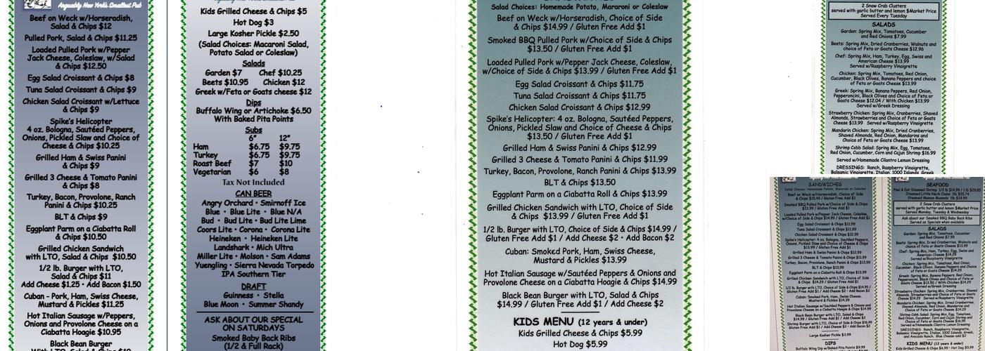 Spike Dailey's Menu