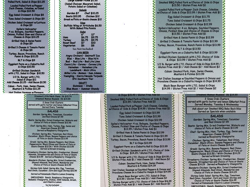 Spike Dailey's Menu