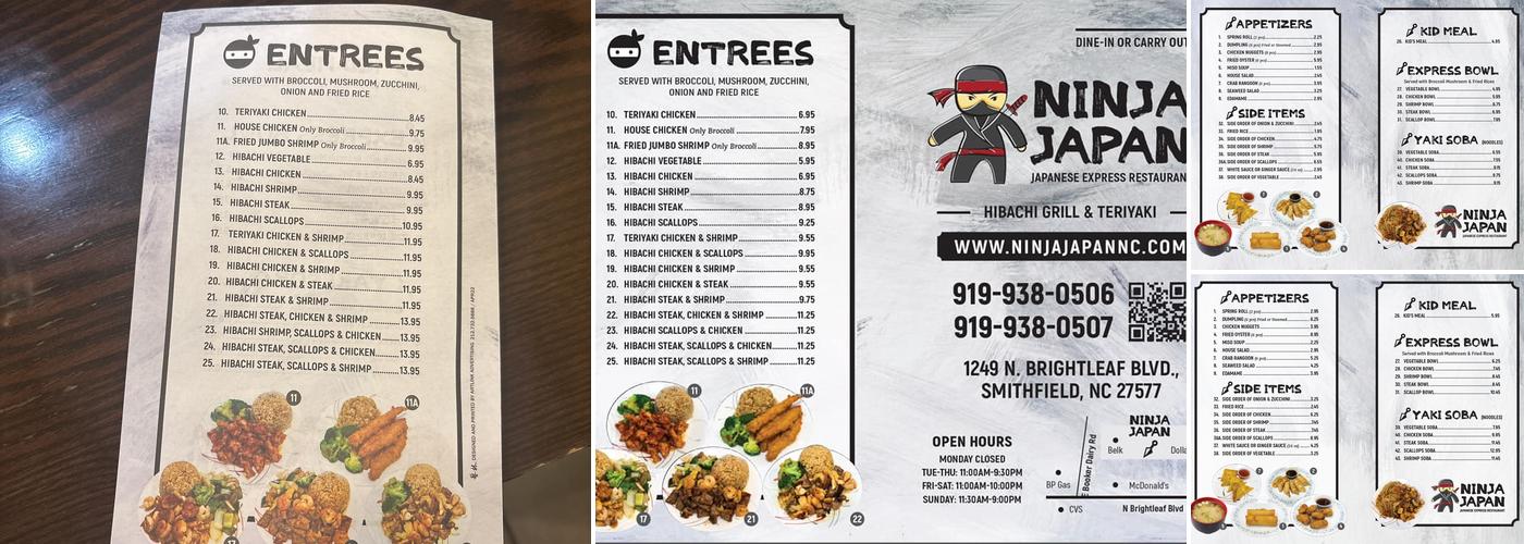 Ninja Japan Menu