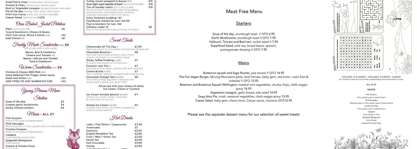 The Fox At Kirton Menu