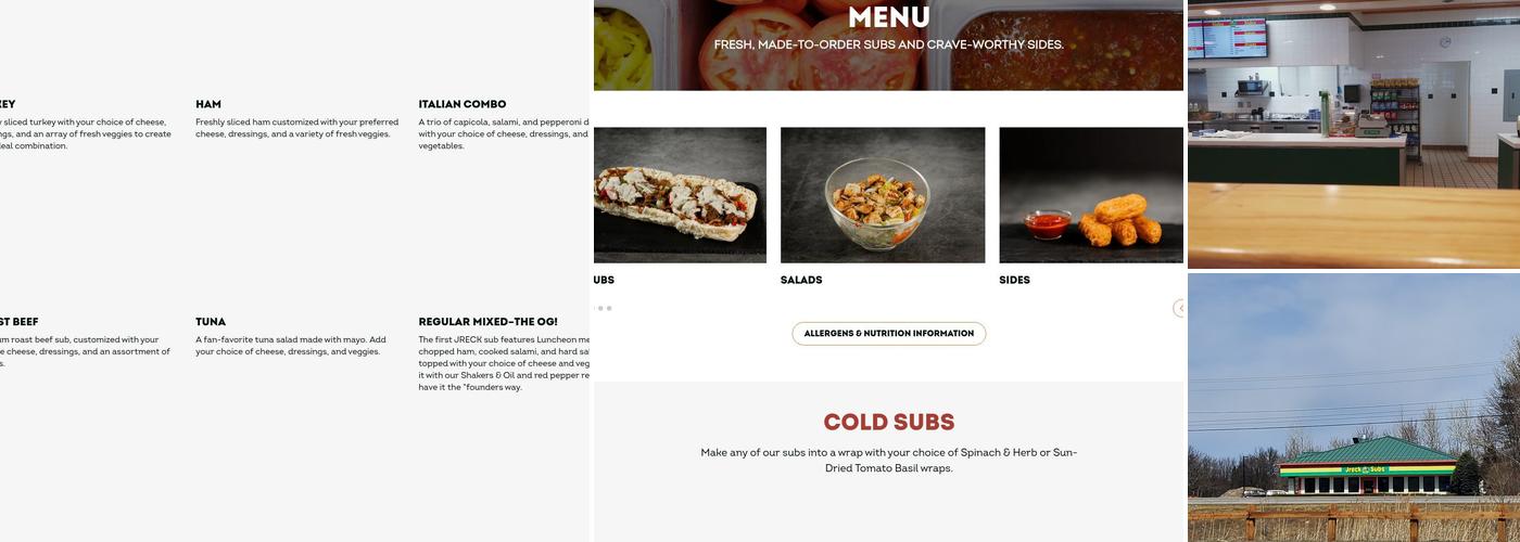Jreck Subs Menu