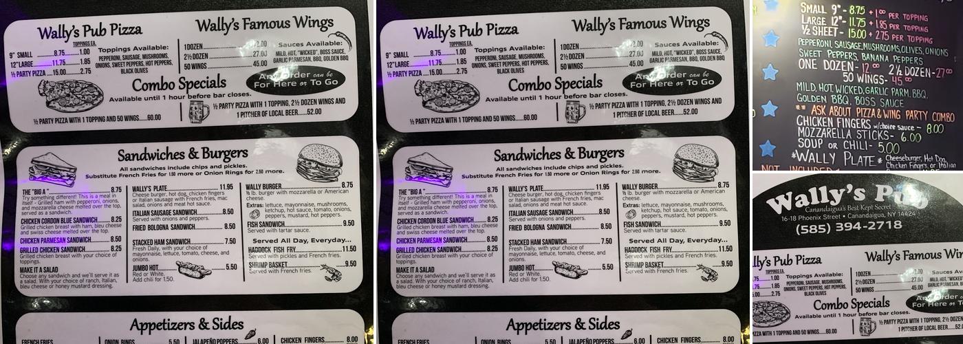 Wally's Pub Menu