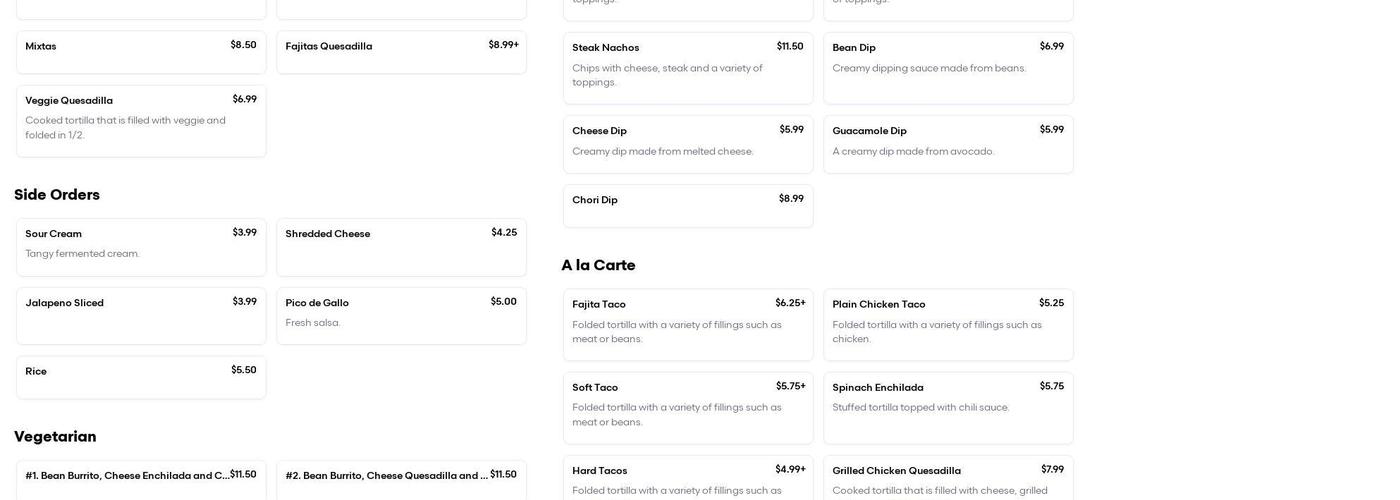 Panaderia Y Pasteleria El Sol De Cuernavaca Menu