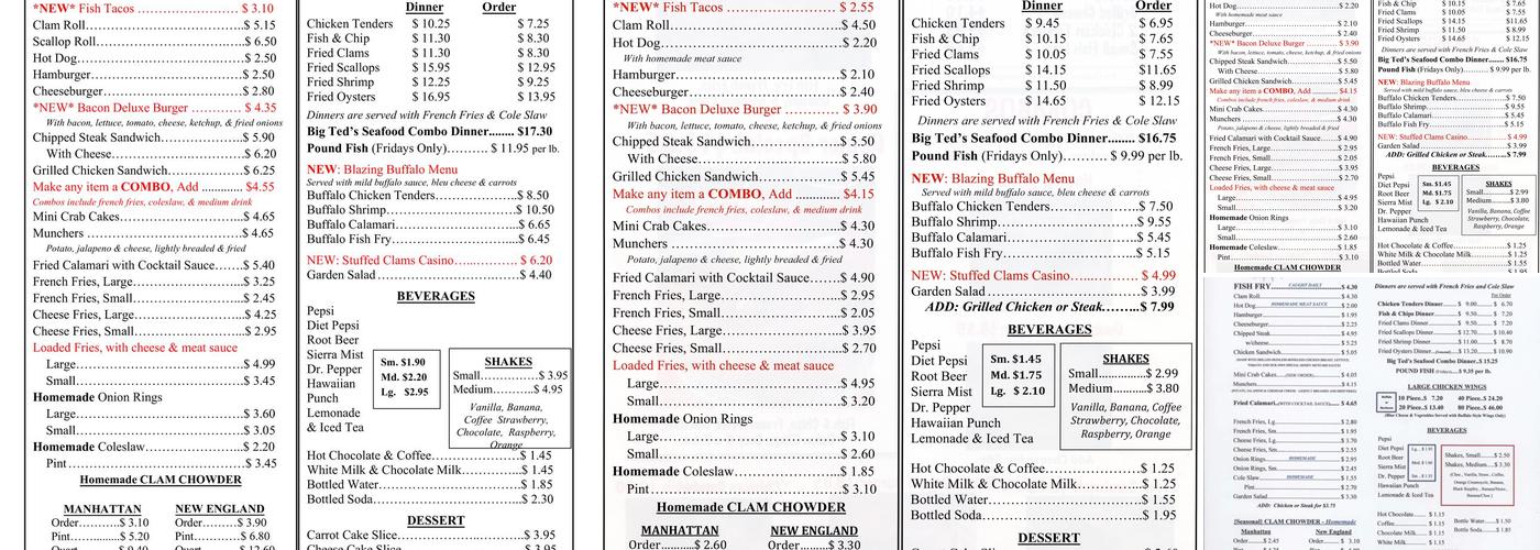 Ted's Fish Fry Menu
