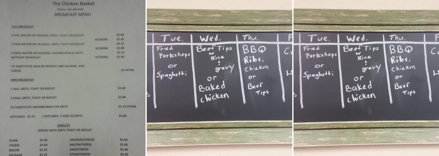 Chicken Basket Menu