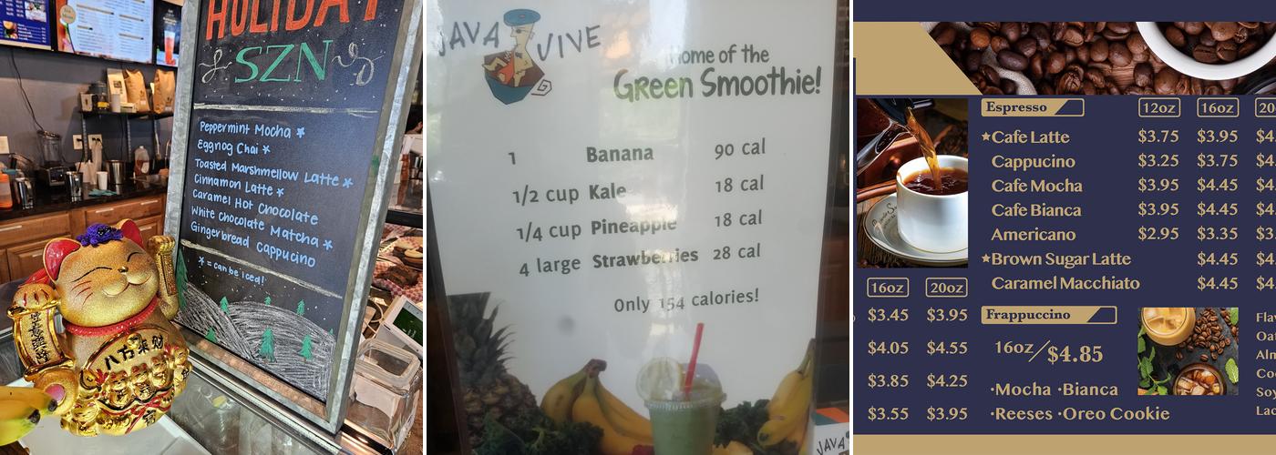 Java Jive Coffee & Tea Menu