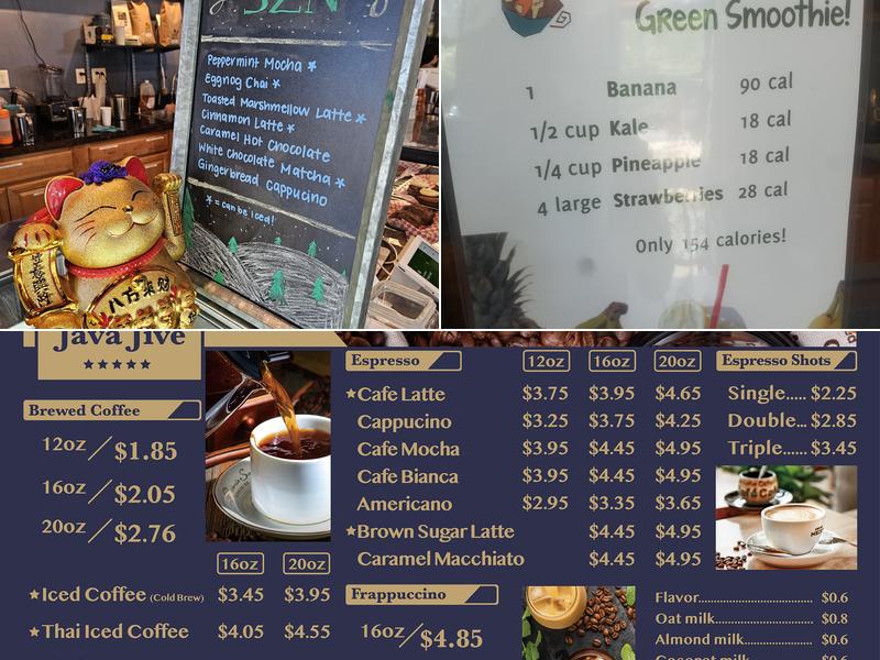 Java Jive Coffee & Tea Menu