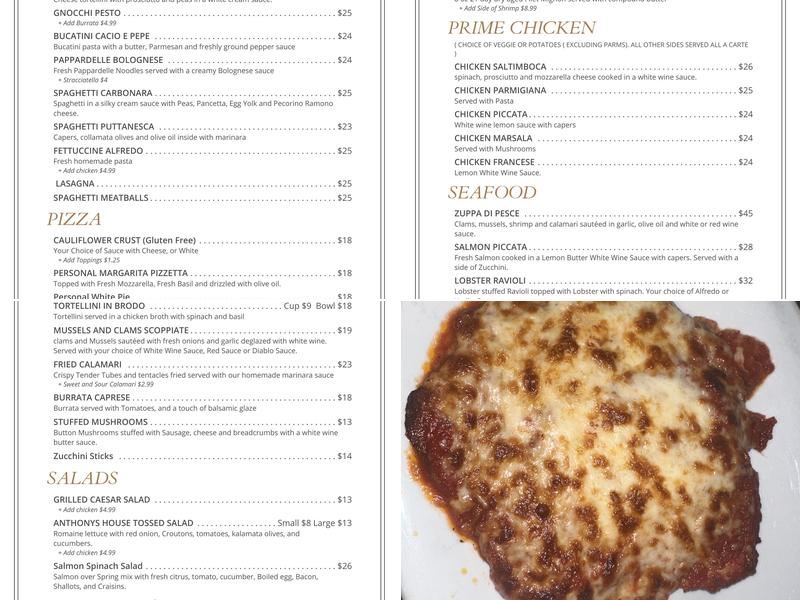 Anthony's La Piazza Menu