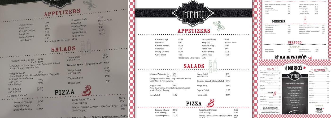 Mario's Restaurant and Pizzeria Menu