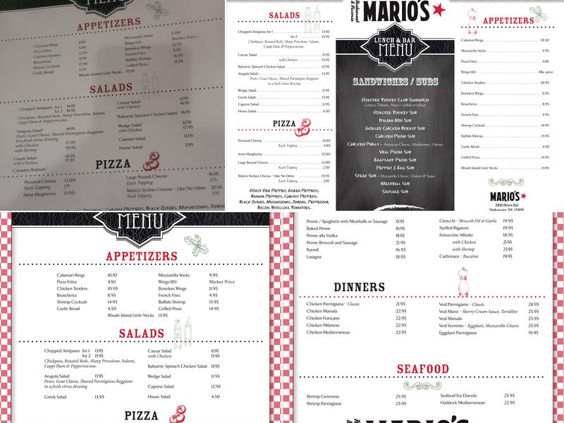 Mario's Restaurant and Pizzeria Menu