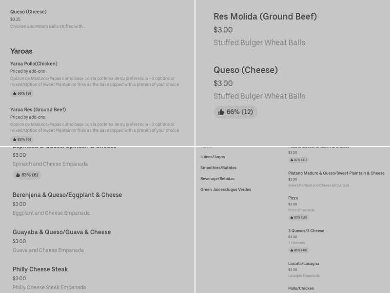 Empanadas Monumental Menu