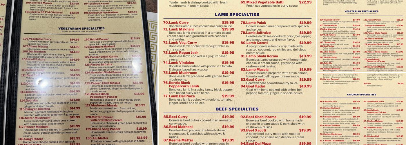 Tandoor of India Fairport NY Menu