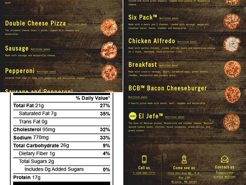 Heggies Pizza LLC Menu