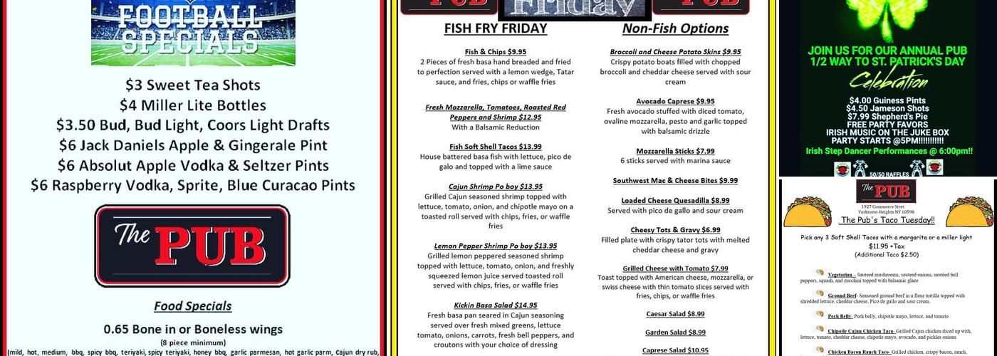 The Pub Menu
