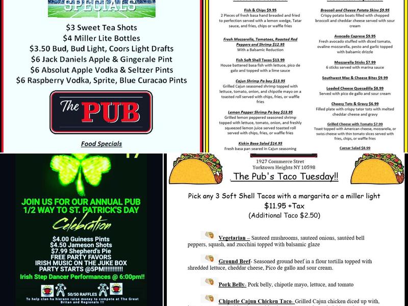 The Pub Menu