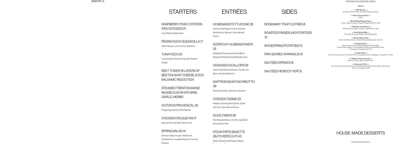 Peter Pratt's Inn Menu