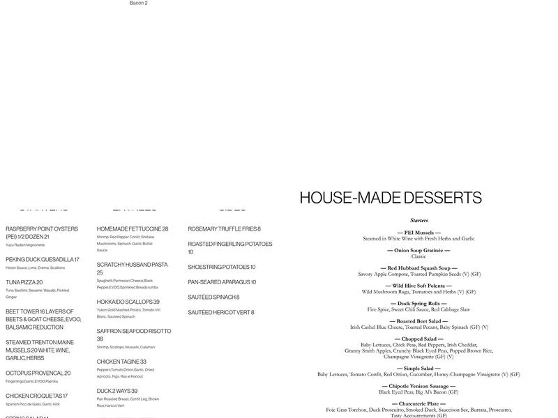 Peter Pratt's Inn Menu