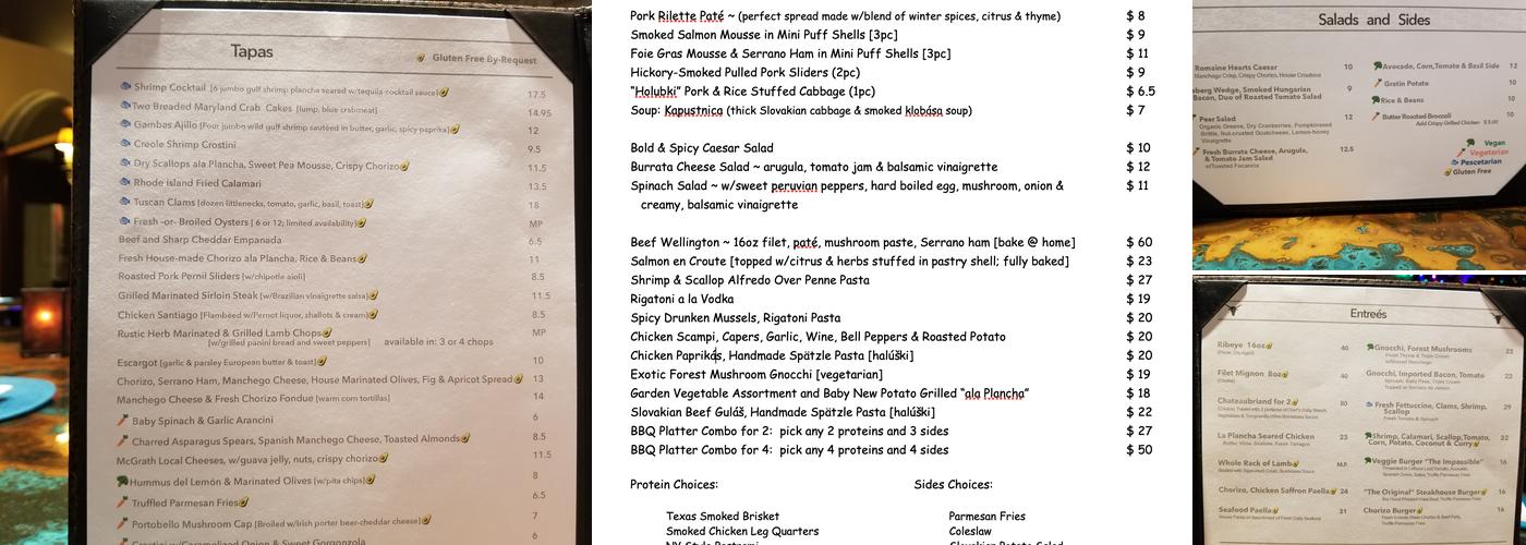 Tomas Tapas Bar & Restaurant Menu