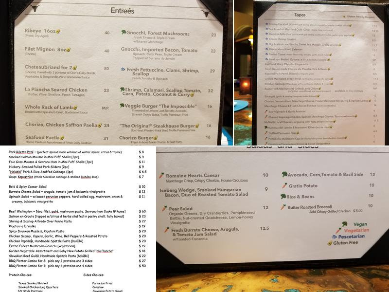 Tomas Tapas Bar & Restaurant Menu