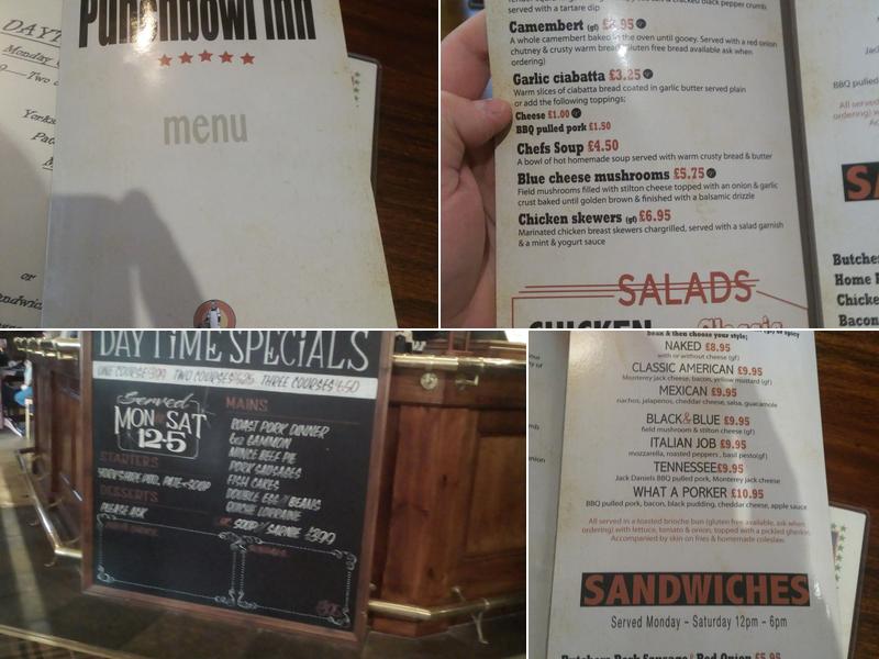 The Punchbowl Inn Menu