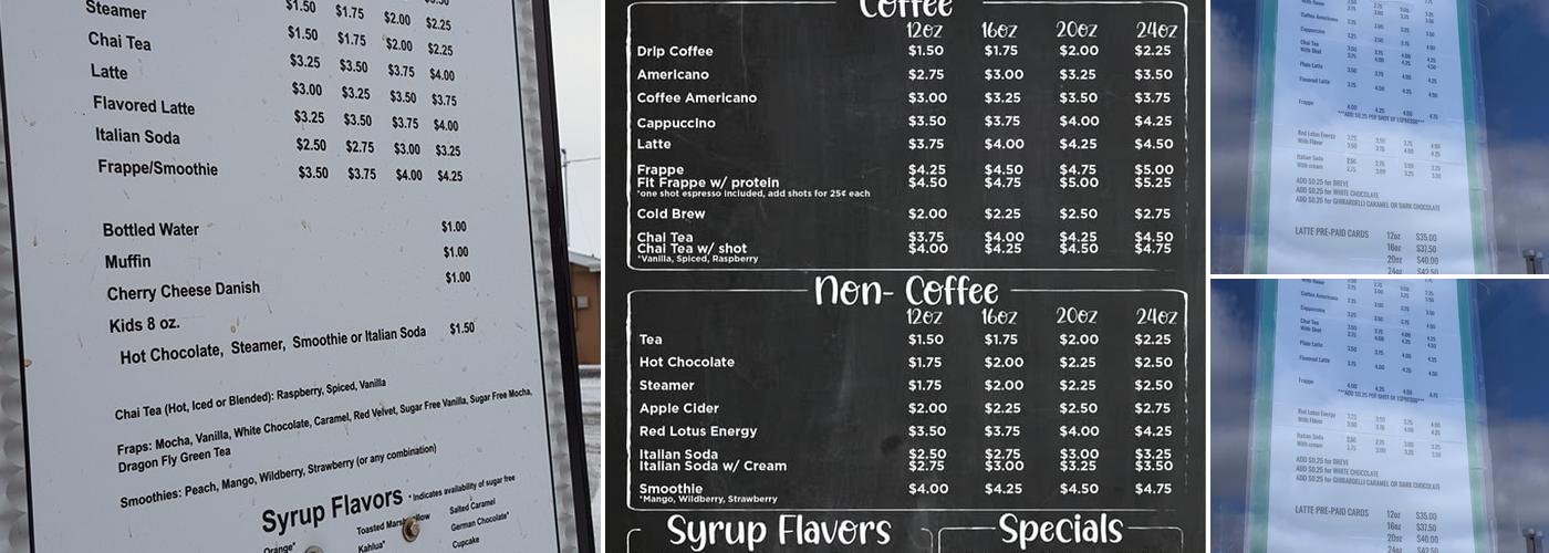 The Beartooth Beanery Menu