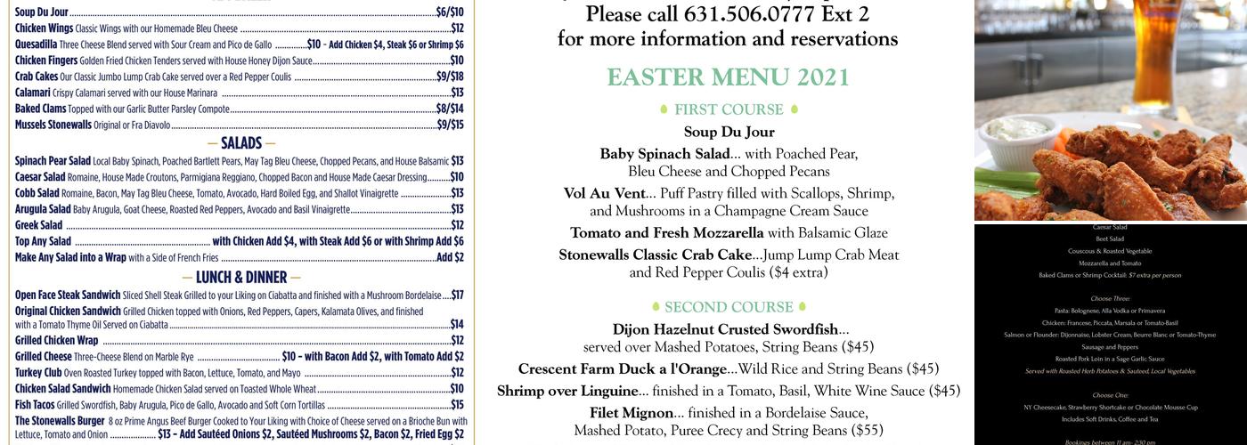 Stonewalls Menu