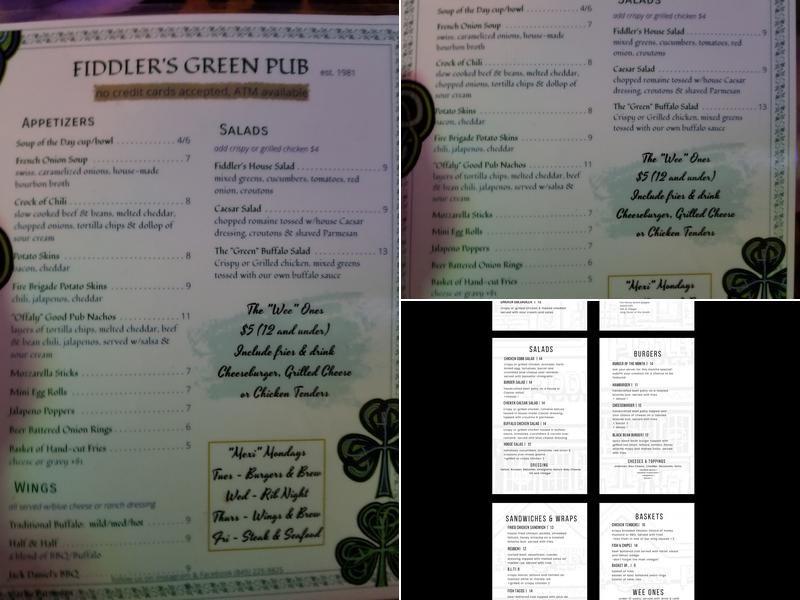 Fiddlers Green Menu