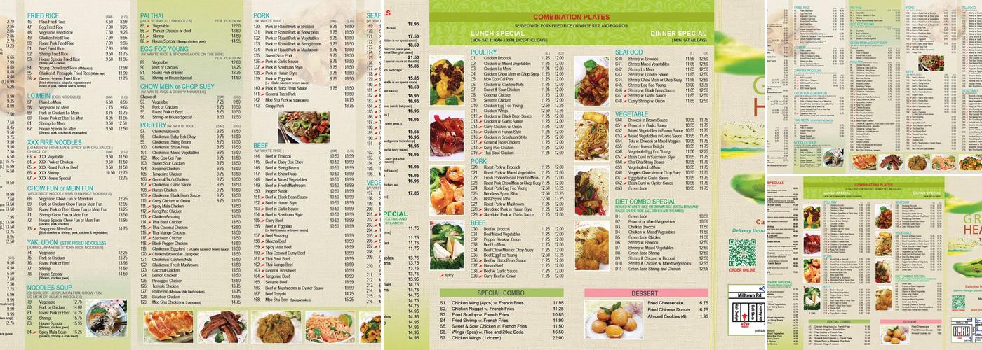 Green Heaven Menu