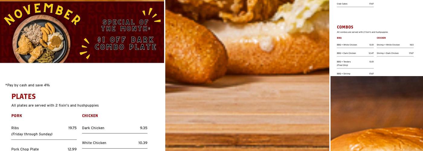 Moore's Olde Tyme Barbeque Chicken & Seafood Menu