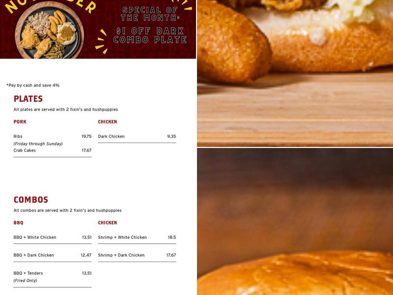 Moore's Olde Tyme Barbeque Chicken & Seafood Menu