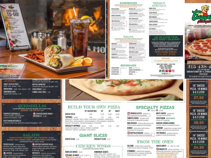 Trapper's Pizza Pub Menu