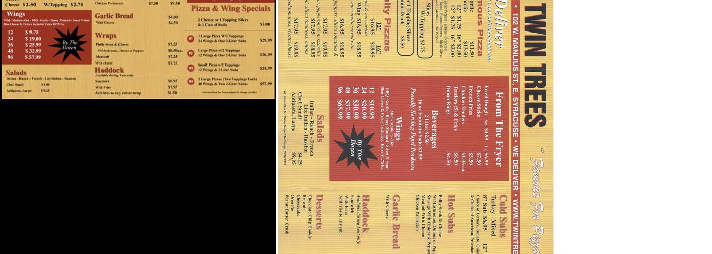 Twin Trees Menu