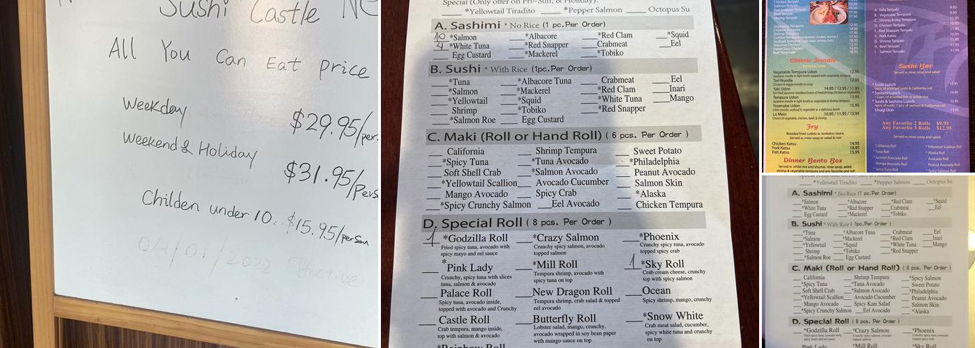 Sushi Castle Menu