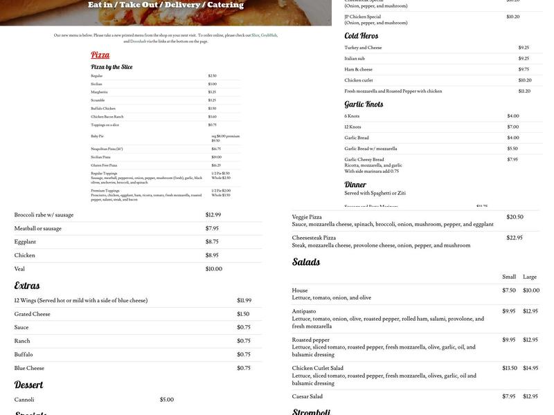 Village Pizzeria Goshen Menu