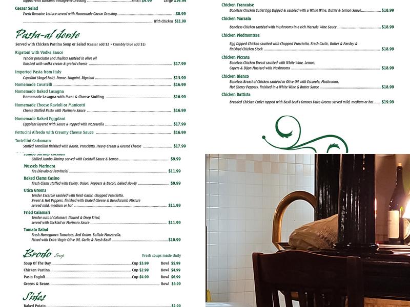 Basil Leaf Menu