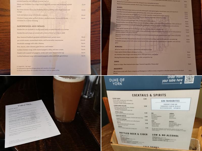 Duke Of York Menu