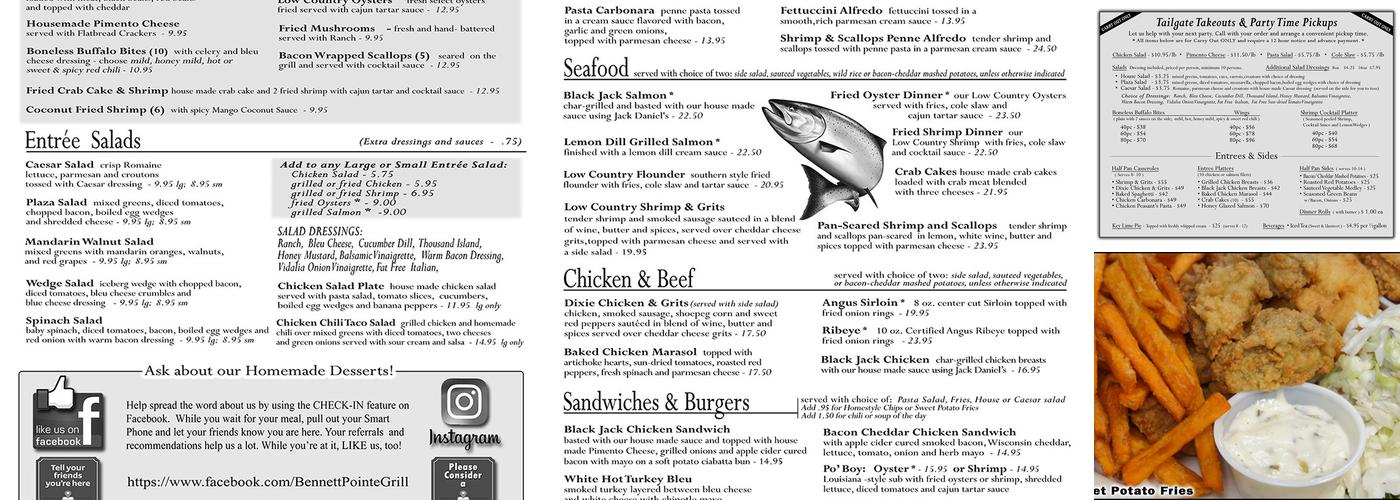 Bennett Pointe Grill Menu