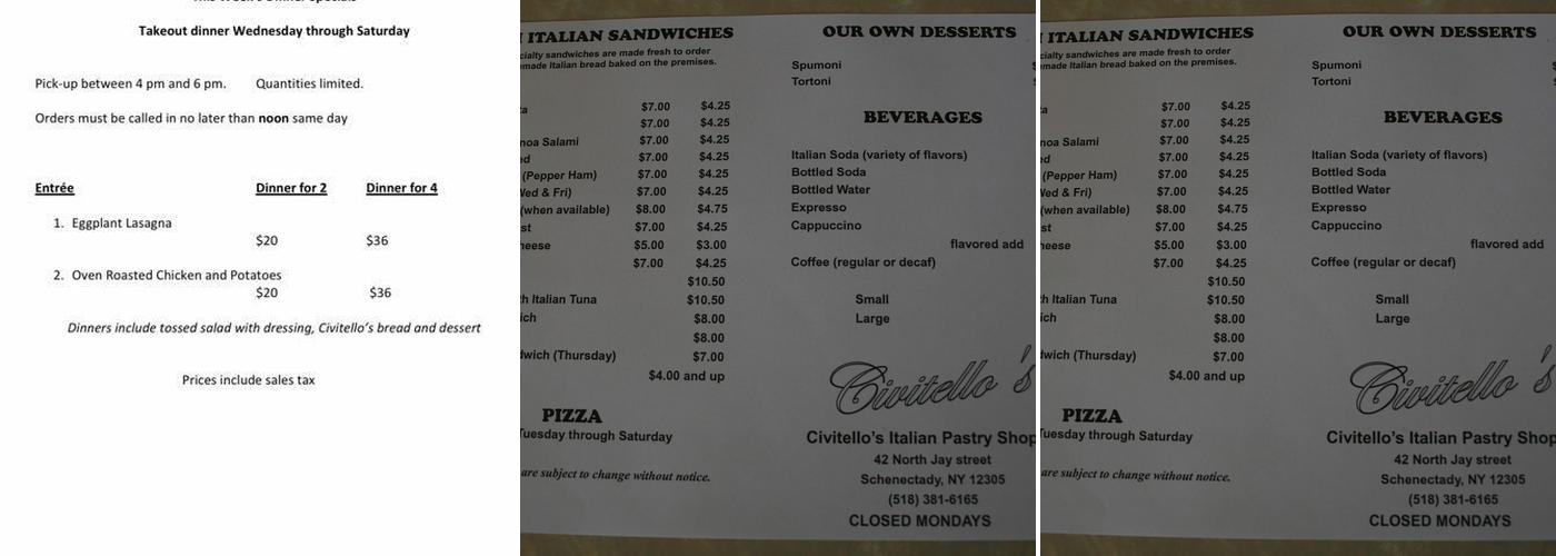 Civitello's Menu