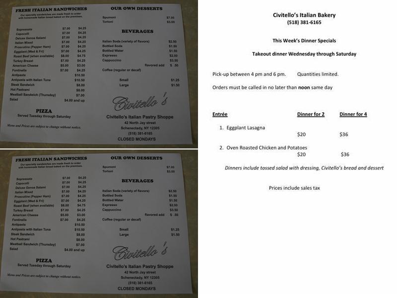 Civitello's Menu