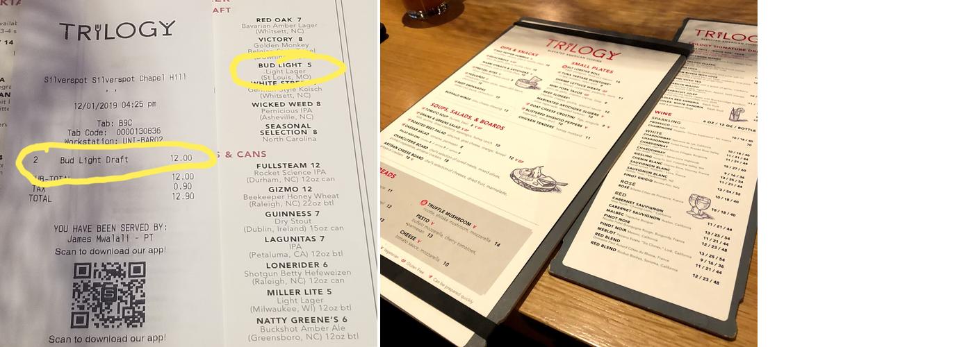 Trilogy Restaurant Menu